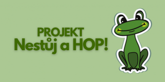 Úvodní obrázek projektu Nestůj a HOP! s maskotem